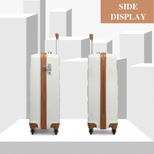 K1991 - 1L - Kono 19 Inch Horizontal Design ABS Hard Shell Suitcase With TSA Lock - Cream - Easy Luggage