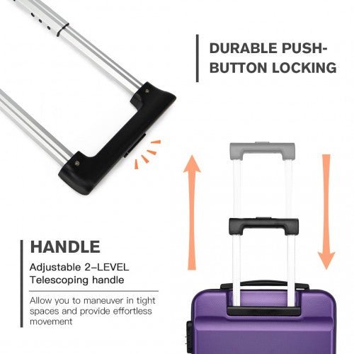 K1991 - 1L - Kono 19 Inch Horizontal Design ABS Hard Shell Suitcase With TSA Lock - Purple - Easy Luggage