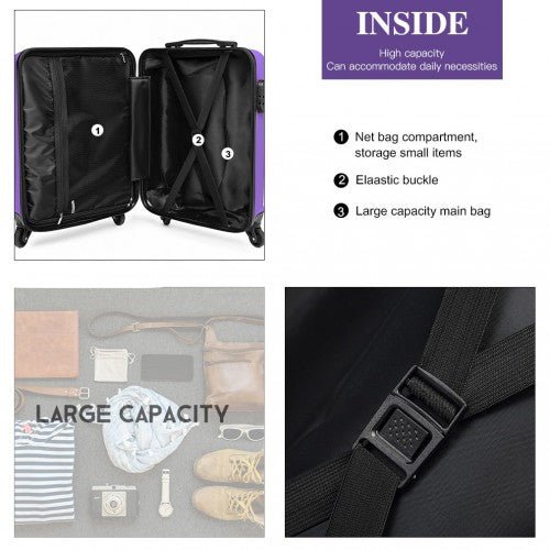 K1991 - 1L - Kono 19 Inch Horizontal Design ABS Hard Shell Suitcase With TSA Lock - Purple - Easy Luggage