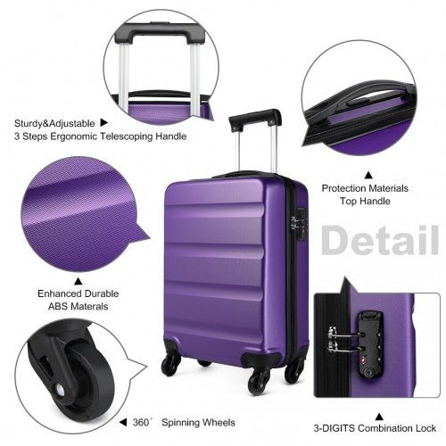 K1991 - 1L - Kono 19 Inch Horizontal Design ABS Hard Shell Suitcase With TSA Lock - Purple - Easy Luggage