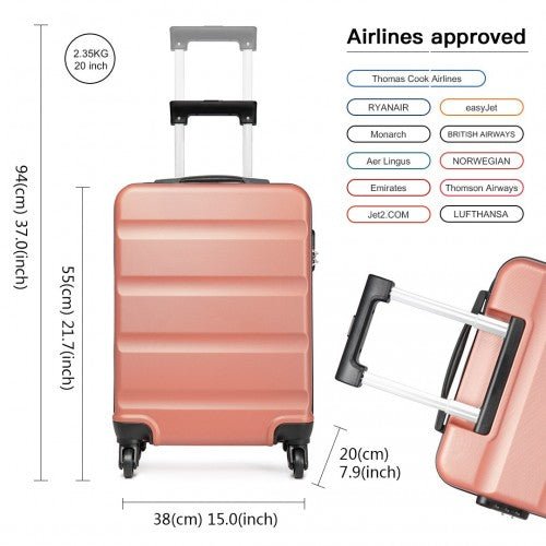 K1991 - 1L - Kono 20 Inch Horizontal Design ABS Hard Shell Suitcase With TSA Lock - Nude - Easy Luggage