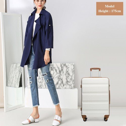 K1991 - 1L - Kono 24 Inch Horizontal Design ABS Hard Shell Suitcase With TSA Lock - Cream - Easy Luggage
