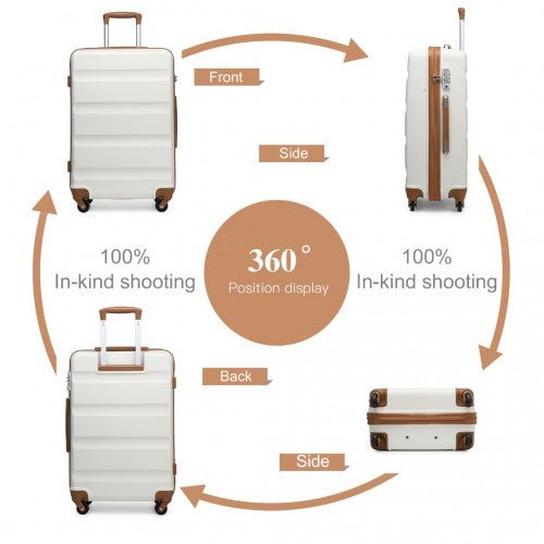 K1991 - 1L - Kono 24 Inch Horizontal Design ABS Hard Shell Suitcase With TSA Lock - Cream - Easy Luggage