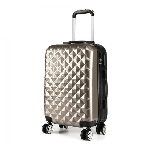 K1992 - Kono Multifaceted Diamond Pattern Hard Shell 20 Inch Suitcase - Gold - Easy Luggage