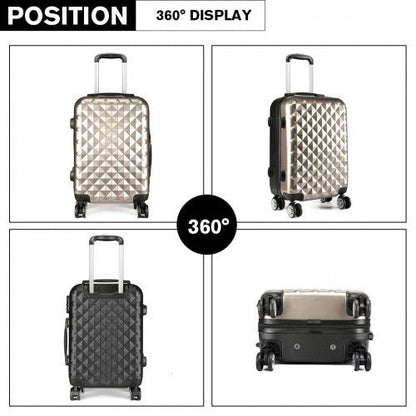 K1992 - Kono Multifaceted Diamond Pattern Hard Shell 20 Inch Suitcase - Gold - Easy Luggage