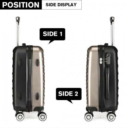 K1992 - Kono Multifaceted Diamond Pattern Hard Shell 20 Inch Suitcase - Gold - Easy Luggage