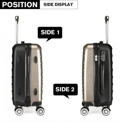 K1992 - Kono Multifaceted Diamond Pattern Hard Shell 20 Inch Suitcase - Gold - Easy Luggage
