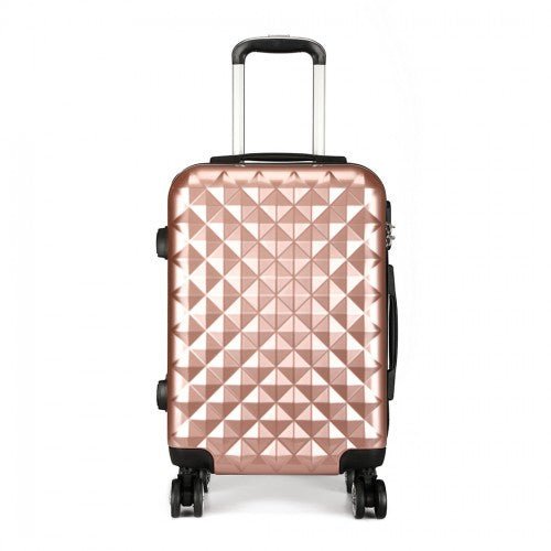 K1992 - Kono Multifaceted Diamond Pattern Hard Shell 20 Inch Suitcase - Nude (Rose Gold) - Easy Luggage