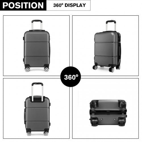 K1995L - Kono Hard Shell ABS Carry On Suitcase 20 Inch - Grey - Easy Luggage