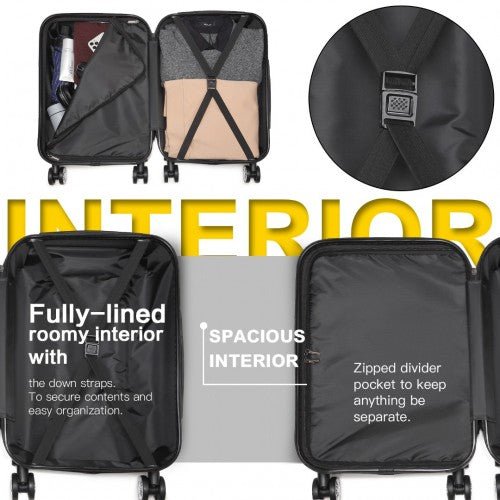 K1995L - Kono Hard Shell ABS Carry On Suitcase 20 Inch - Grey - Easy Luggage