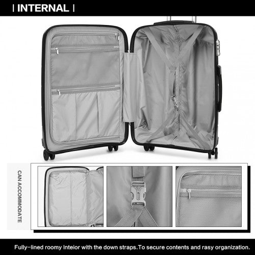 K1997L - KONO 20 INCH CABIN SIZE HARD SHELL PP SUITCASE - BLACK - Easy Luggage