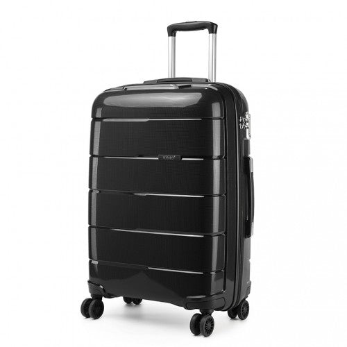 K1997L - KONO 20 INCH CABIN SIZE HARD SHELL PP SUITCASE - BLACK - Easy Luggage