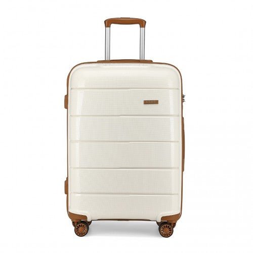 K1997L - KONO 20 INCH CABIN SIZE HARD SHELL PP SUITCASE - CREAM - Easy Luggage