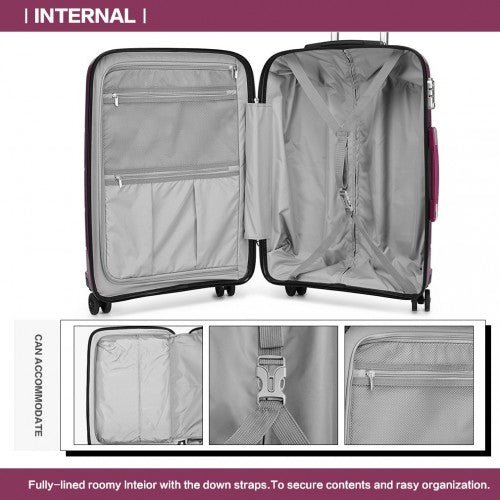 K1997L - KONO 24 INCH HARD SHELL PP SUITCASE - PURPLE - Easy Luggage