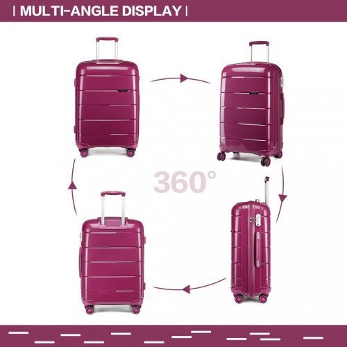 K1997L - KONO 24 INCH HARD SHELL PP SUITCASE - PURPLE - Easy Luggage