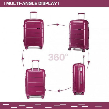 K1997L - KONO 24 INCH HARD SHELL PP SUITCASE - PURPLE - Easy Luggage