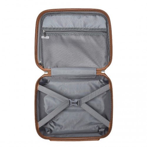 K2091L - Kono 14 Inch Multi Texture Hard Shell PP Vanity Case - Classic Collection - Cream - Easy Luggage