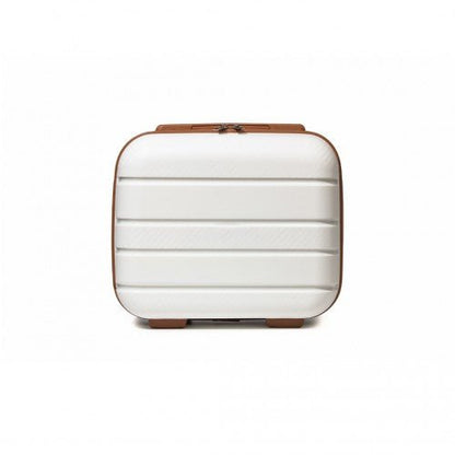 K2091L - Kono 14 Inch Multi Texture Hard Shell PP Vanity Case - Classic Collection - Cream - Easy Luggage