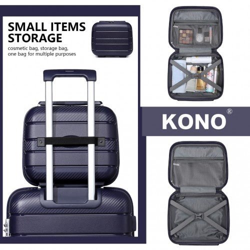 K2091L - Kono 14 Inch Multi Texture Hard Shell PP Vanity Case - Classic Collection - Navy - Easy Luggage
