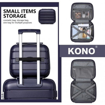 K2091L - Kono 14 Inch Multi Texture Hard Shell PP Vanity Case - Classic Collection - Navy - Easy Luggage