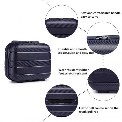 K2091L - Kono 14 Inch Multi Texture Hard Shell PP Vanity Case - Classic Collection - Navy - Easy Luggage