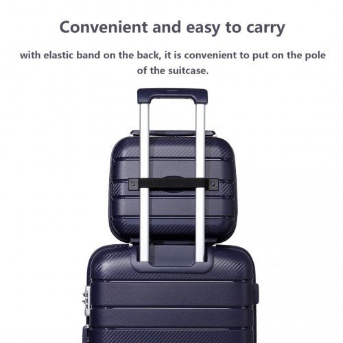 K2091L - Kono 14 Inch Multi Texture Hard Shell PP Vanity Case - Classic Collection - Navy - Easy Luggage