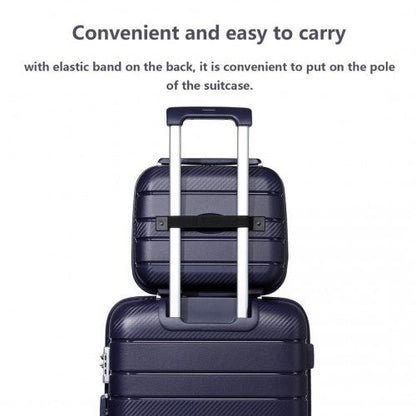 K2091L - Kono 14 Inch Multi Texture Hard Shell PP Vanity Case - Classic Collection - Navy - Easy Luggage