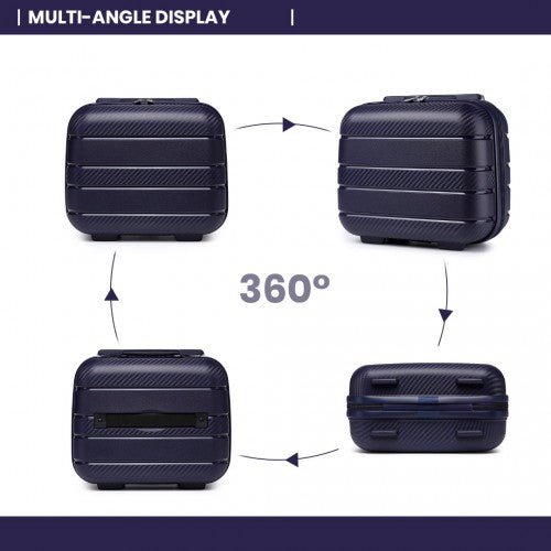 K2091L - Kono 14 Inch Multi Texture Hard Shell PP Vanity Case - Classic Collection - Navy - Easy Luggage