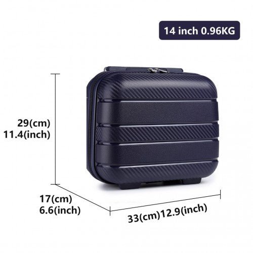 K2091L - Kono 14 Inch Multi Texture Hard Shell PP Vanity Case - Classic Collection - Navy - Easy Luggage