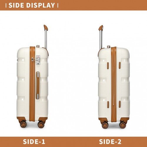 K2092L - Kono Bright Hard Shell PP Suitcase 3 Pieces Set - Classic Collection - Cream - Easy Luggage