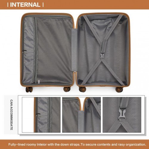 K2092L - Kono Bright Hard Shell PP Suitcase 3 Pieces Set - Classic Collection - Cream - Easy Luggage