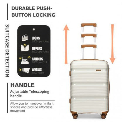 K2092L - Kono Bright Hard Shell PP Suitcase 3 Pieces Set - Classic Collection - Cream - Easy Luggage