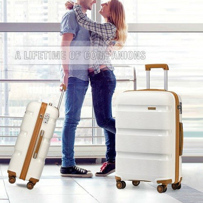 K2092L - Kono Bright Hard Shell PP Suitcase 3 Pieces Set - Classic Collection - Cream - Easy Luggage