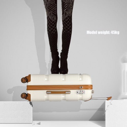 K2092L - Kono Bright Hard Shell PP Suitcase 3 Pieces Set - Classic Collection - Cream - Easy Luggage