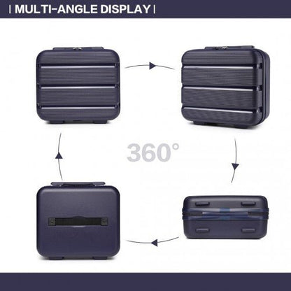 K2092L - Kono Bright Hard Shell PP Suitcase With TSA Lock And Vanity Case 4 Pieces Set - Classic Collection - Navy - Easy Luggage