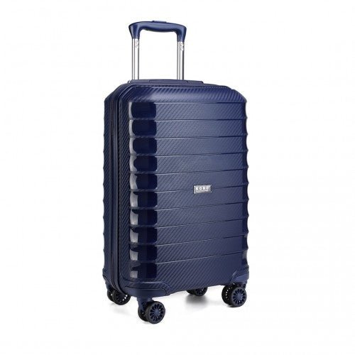K2093 - Kono Cabin Size Classic Collection Polypropylene Luggage with Charging Interface - Navy Blue - Easy Luggage