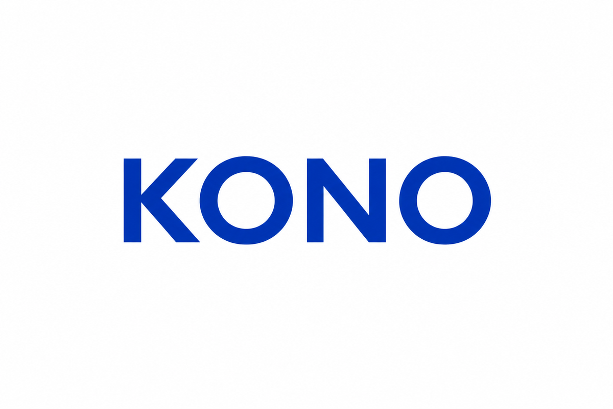 KONO, écriture simple bleue
