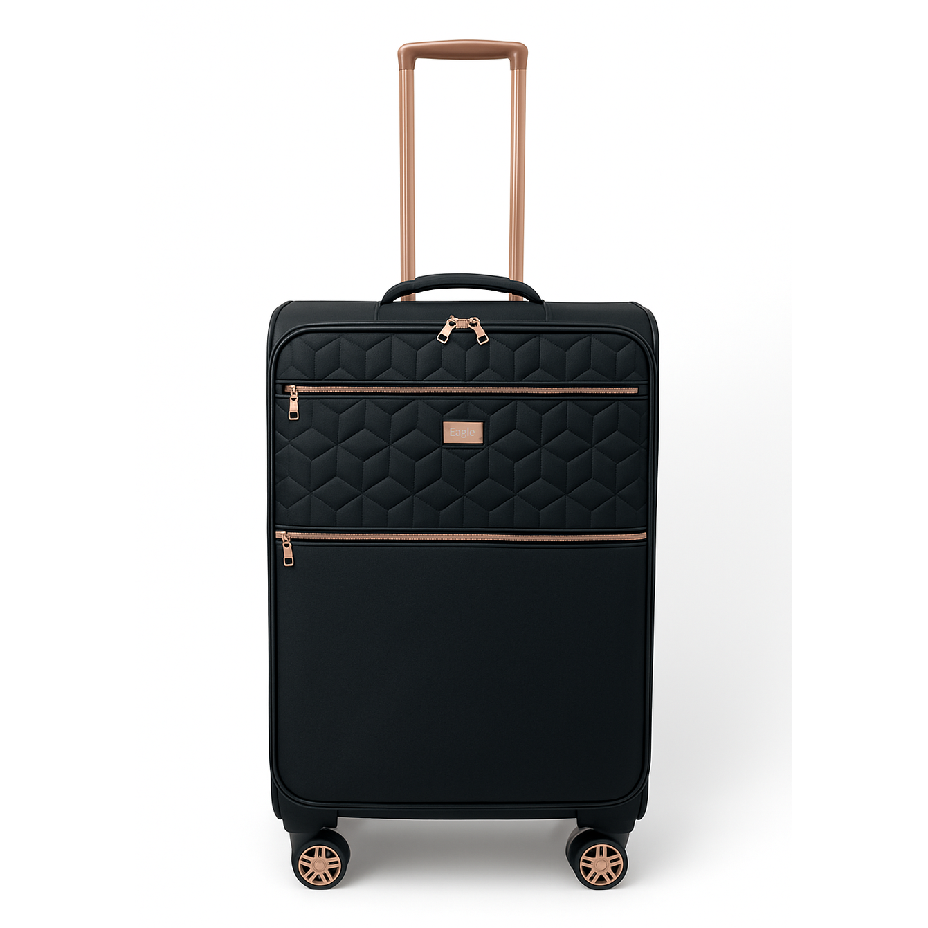 EAGLE Skyper Expandable Softshell Luggage – Super Light, 8-Wheel Spinner - Black