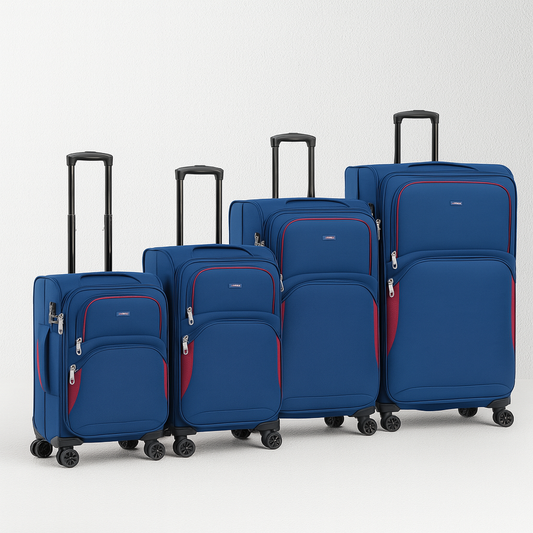 Explorador Expandable Soft Suitcase with Spinner Wheels & Lock - Navy
