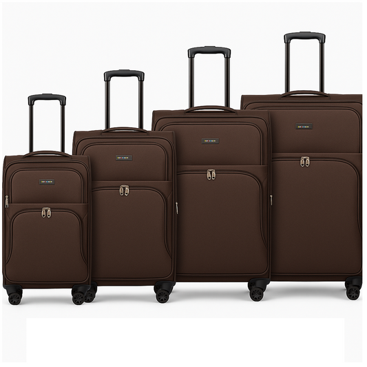 Explorador Expandable Soft Suitcase with Spinner Wheels & Lock - Brown