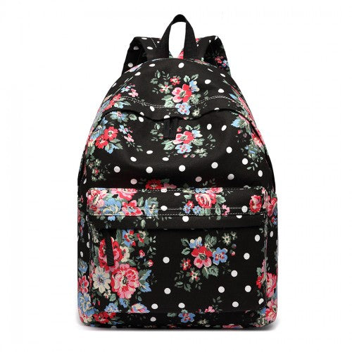 Easy Luggage E1401F - Miss Lulu Large Backpack Flower Polka Dot - Black