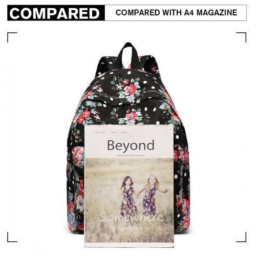 Easy Luggage E1401F - Miss Lulu Large Backpack Flower Polka Dot - Black