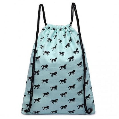 Easy Luggage E1406H - Miss Lulu Unisex Drawstring Backpack Horse Blue