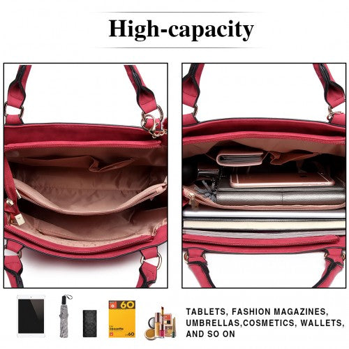 Easy Luggage E1768 CT - Miss Lulu PomPom Suede Shoulder Bag Claret