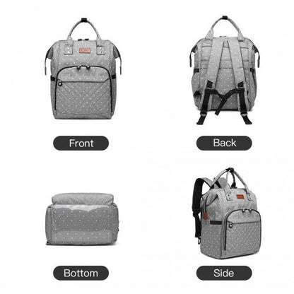 Easy Luggage E6705D2 - Kono Wide Open Designed Baby Diaper Changing Backpack Dot - Grey