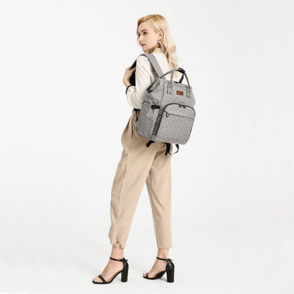 Easy Luggage E6705D2 - Kono Wide Open Designed Baby Diaper Changing Backpack Dot - Grey