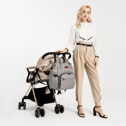 Easy Luggage E6705D2 - Kono Wide Open Designed Baby Diaper Changing Backpack Dot - Grey