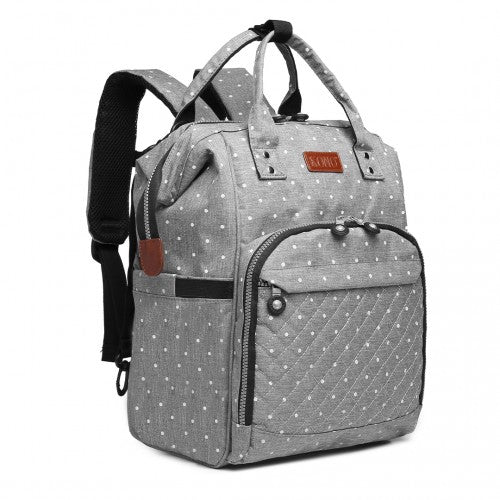 Easy Luggage E6705D2 - Kono Wide Open Designed Baby Diaper Changing Backpack Dot - Grey