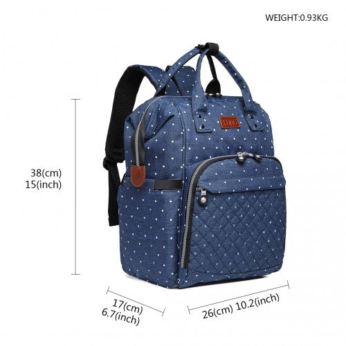 Easy Luggage E6705D2 - Kono Wide Open Designed Baby Diaper Changing Backpack Dot - Navy