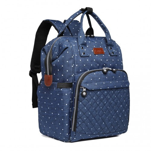 Easy Luggage E6705D2 - Kono Wide Open Designed Baby Diaper Changing Backpack Dot - Navy